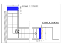 particolare del posizionamento della pavimentazione tattile in corrispondenza della scala